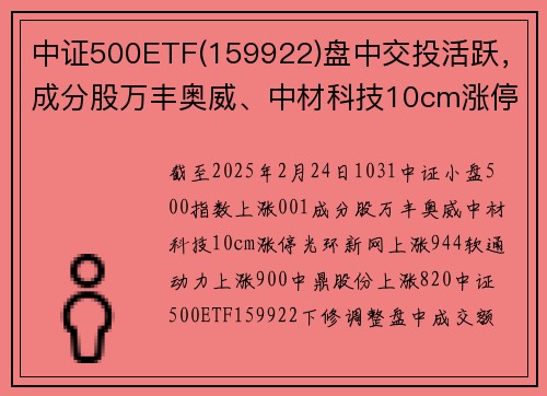 中证500ETF(159922)盘中交投活跃，成分股万丰奥威、中材科技10cm涨停，机构：预计反弹行情仍将延续
