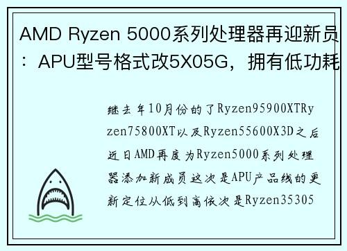 AMD Ryzen 5000系列处理器再迎新员：APU型号格式改5X05G，拥有低功耗版本