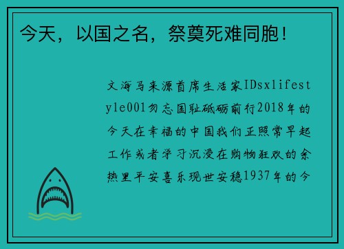 今天，以国之名，祭奠死难同胞！